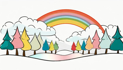 Obraz na płótnie Canvas landscape with a rainbow, drawing