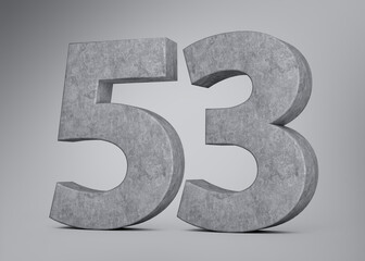 Fototapeta premium 3d Concrete Number Fifty Three 53 Digit Made Of Grey Concrete Stone Grey Background 3d Illustration