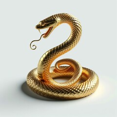 Fototapeta premium Gold 3D model of the Chinese zodiac animal: snake on a white background.