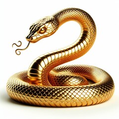 Gold 3D model of the Chinese zodiac animal: snake on a white background.