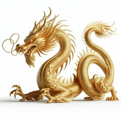 Fototapeta premium Gold 3D model of the Chinese zodiac animal: Dragon on a white background.
