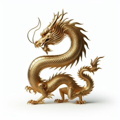 Obraz premium Gold 3D model of the Chinese zodiac animal: Dragon on a white background.