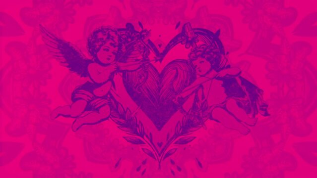 Valentine Cupids Print Pink and Blue