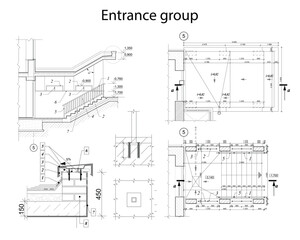 Vector architectural fragments of a building entances	
