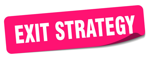 exit strategy sticker. exit strategy label