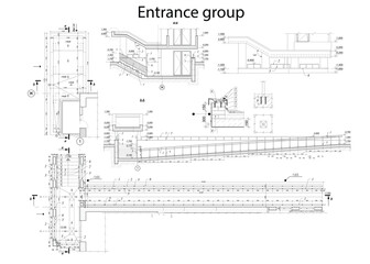 Vector architectural fragments of a building entances	
