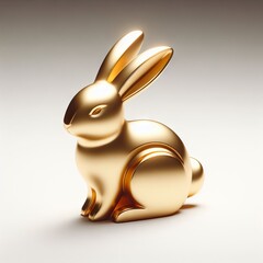 Gold 3D model of the Thai zodiac animal: Rabbit on a white background.