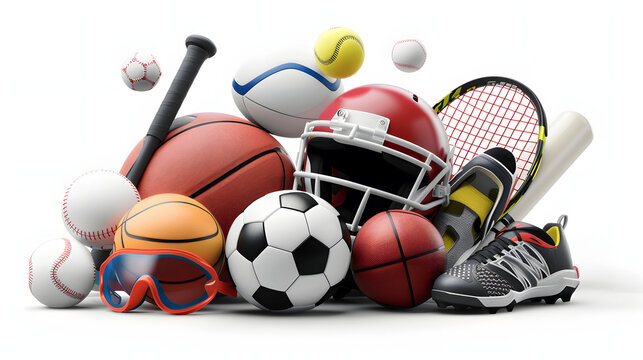 Assorted Sports Equipment and Balls on white background © Massimo Todaro