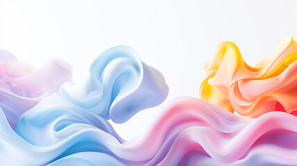 Abstract Colorful Swirl Liquid on White Background