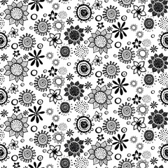 Vector drawing, a strip of flowers and leaves, isolated floral elements on a white background, hand-drawn illustration of a botanist.