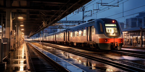 Fototapeta na wymiar train in motion, A train that says 