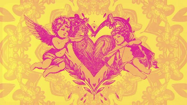 Valentine Cupids Print Yellow & Pink