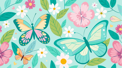 Fabric design style vintage butterfly background design vector art.