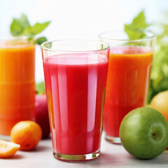 Fototapeta premium glass of juice and fruits Generated by Ai 