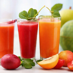 Fototapeta premium juice and fruits Generated by Ai 