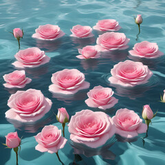 Beautiful Pink Roses in Water with Drops - A Lovely Floral Bouquet Perfect for Valentine's Day or Wedding Decoration