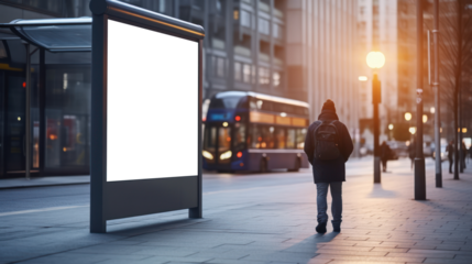 Advertising billboard with empty display mockup for custom ad design on city street