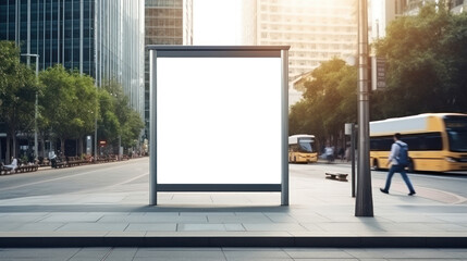 Advertising billboard with empty display mockup for custom ad design on city street - obrazy, fototapety, plakaty