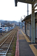 Obraz premium 駅構内の設備の風景 鳥取県 郡家駅