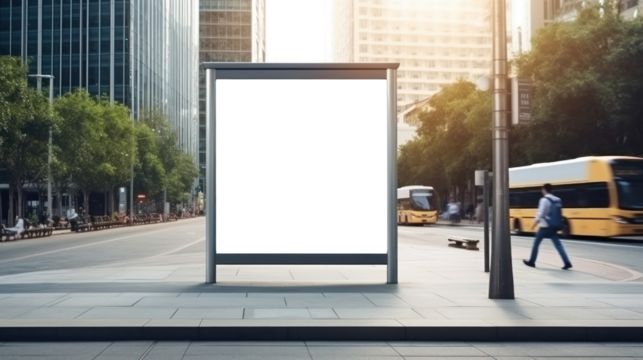 Advertising billboard with empty display mockup for custom ad design on city street