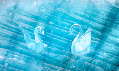 Two ice swans on the glacier
