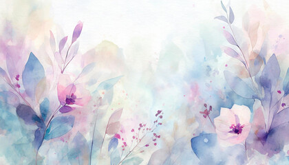 Piękna pastelowa akwarela, kwiaty na łące, dekoracja, tekstura, generative ai - obrazy, fototapety, plakaty