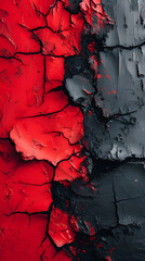 red and black cracked wall paint background