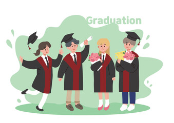 Graduates in caps and gowns