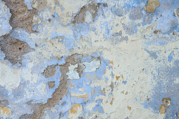 Blue abstract old dirty cement wall background on ground texture.