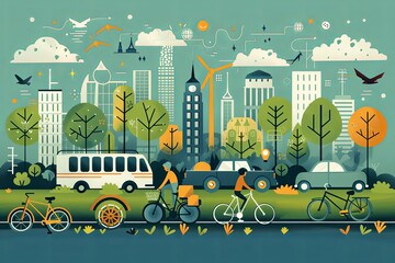 Città circondata da parchi e giardini, con strade con veicoli a zero emissioni