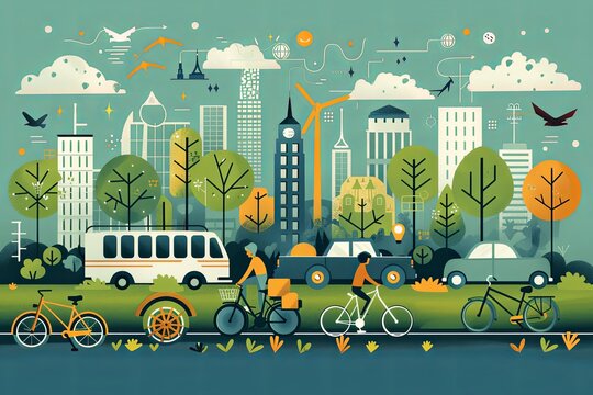 Città circondata da parchi e giardini, con strade con veicoli a zero emissioni