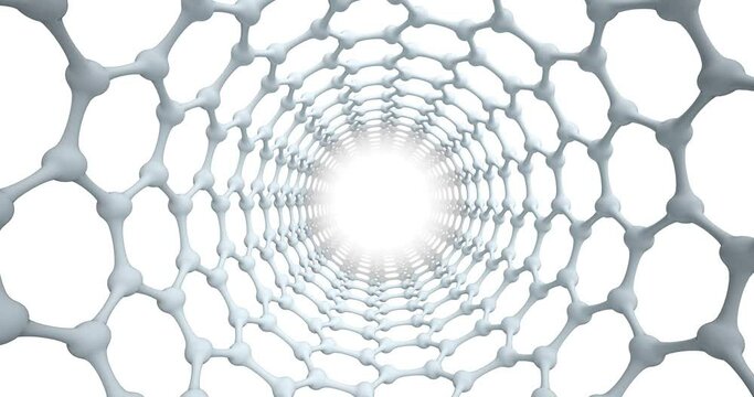 Graphene carbon nanotubes. 3D rendering, seamless loop.