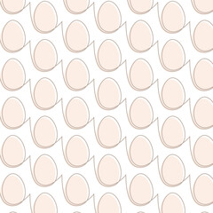 Easter egg seamless pattern simple line, beige monochrome palette, vector illustration