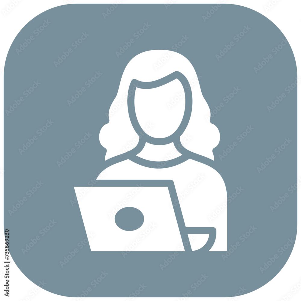 Wall mural woman using laptop vector icon illustration of housekeeping iconset.