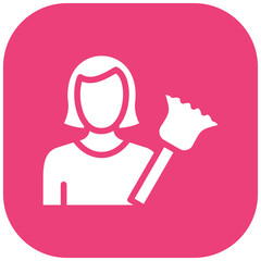 Woman Dusting vector icon illustration of Housekeeping iconset.