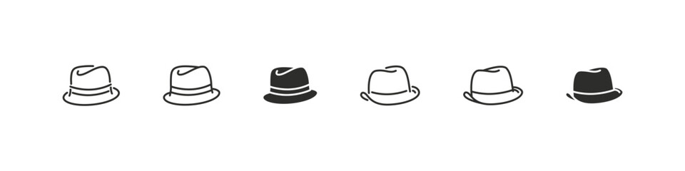 Cowboy hats outline and flat icons. Cowboys hat icon set.