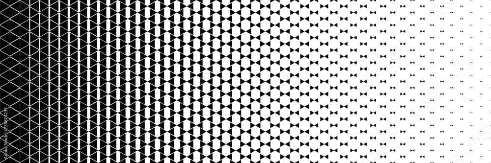 Aufkleber horizontal black halftone of triangle design for pattern and background.