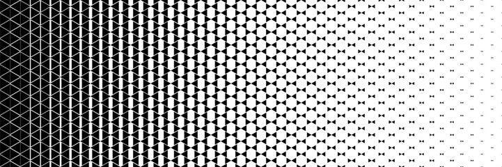 horizontal black halftone of triangle design for pattern and background.