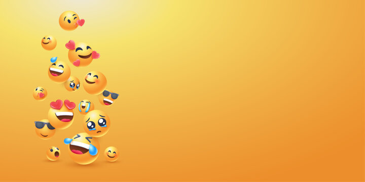 3d emoji various expressions copy space background