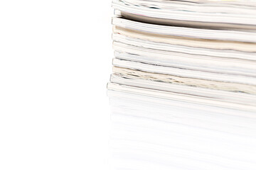 Magazines up close shot on white background
