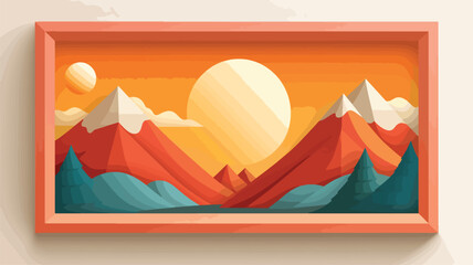 Mountains and sun landscape.