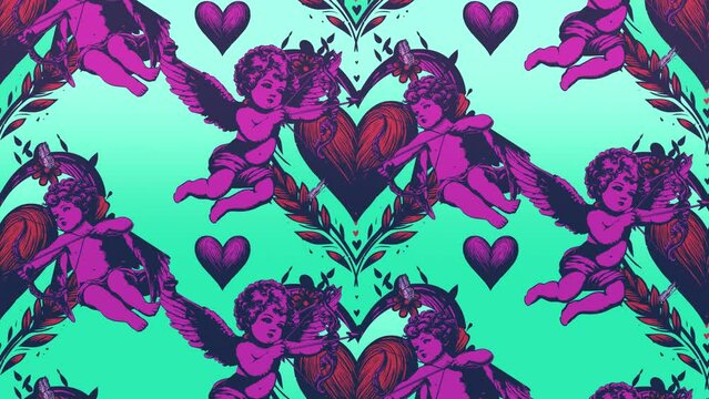 Cupid and Love Heart Pattern