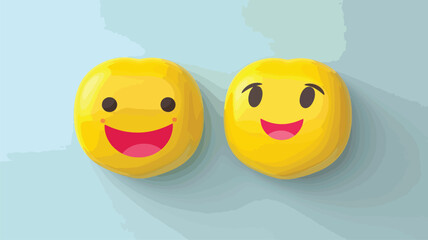 Speech bubbles with emoticons. 3D vector icon.