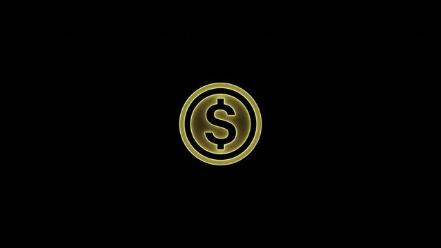 Money, profit, investment, growth business, economy, finance and success concept. 4K motion graphic animation of usa dollar coin with arrows pointing up and down isolated on transparent background.