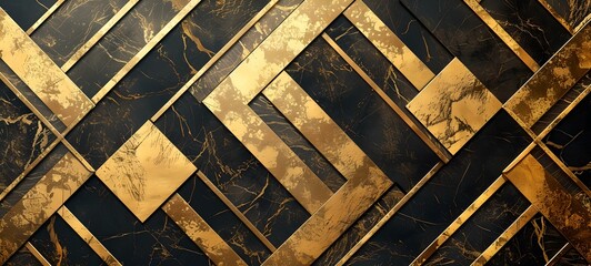 Elegant geometric pattern design in black and gold. luxury background for style concepts, interior decor, and modern graphics. abstract art with a rich texture. AI