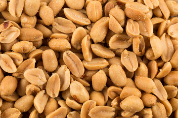 large amount of peeled salted peanuts