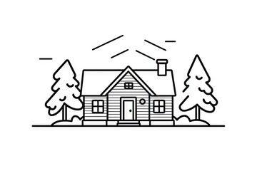 Line Home Icon, Minimalist House Symbol, Real Estate Logo, Cottage Building Silhouette, Home Icon