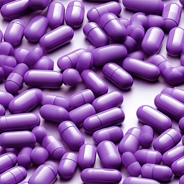 Lilac Pill Seamless Pattern, Purple Antibiotic Capsules, Analgesic Pile, Violet Painkiller Drugs, Sedative Pills