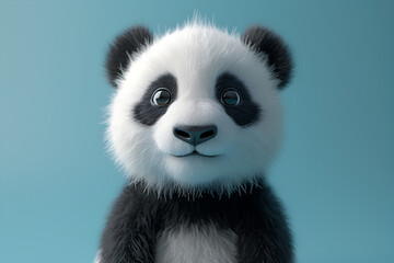 Obraz premium A very cute panda on a blue background