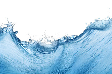 blue water wave on a white background, water splash, waves and splashes of water